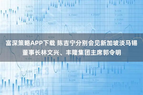 富深策略APP下载 陈吉宁分别会见新加坡淡马锡董事长林文兴、丰隆集团主席郭令明